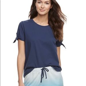 Loft Navy Crew Neck Oversized Tee Shirt Size XS